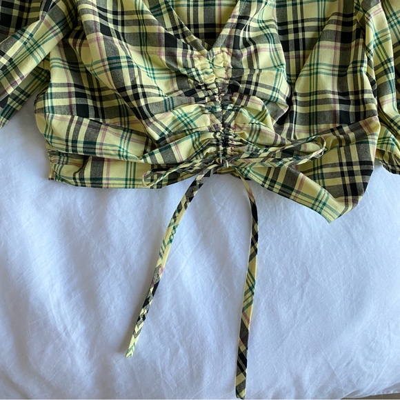 Derek Lam 10 Crosby Bella Crop Top Yellow Plaid - Picture 11 of 14